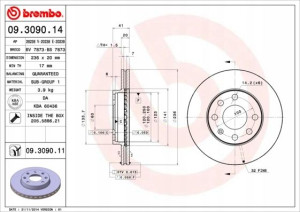 BREMBO 09.3090.11 Tarcza hamulcowa