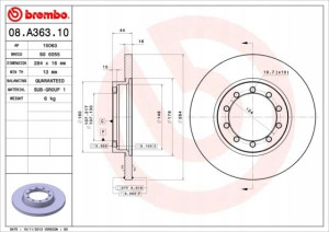 BREMBO 08.A363.10 Tarcza hamulcowa