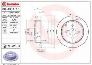 BREMBO 08.A331.11 Tarcza hamulcowa