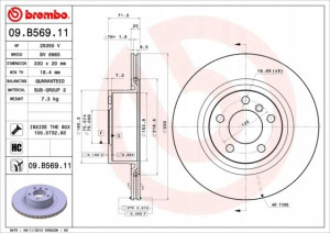 BREMBO 09.B569.11 Tarcza hamulcowa