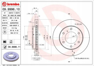 BREMBO 09.9996.11 Tarcza hamulcowa