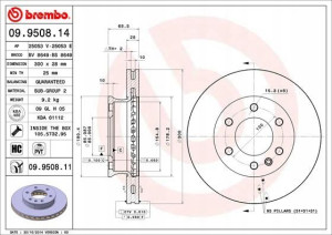 BREMBO 09.9508.11 Tarcza hamulcowa