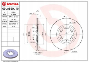 BREMBO 09.A860.10 Tarcza hamulcowa