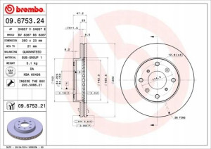 BREMBO 09.6753.21 Tarcza hamulcowa