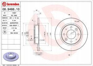 BREMBO 08.9466.10 Tarcza hamulcowa