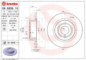 BREMBO 08.6838.11 Tarcza hamulcowa