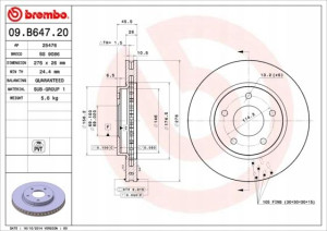 BREMBO 09.B647.21 Tarcza hamulcowa
