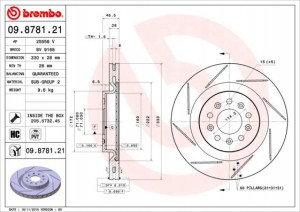BREMBO 09.8781.21 Tarcza hamulcowa