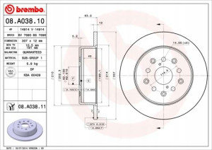 BREMBO 08.A038.11 Tarcza hamulcowa