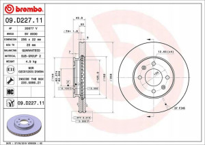 BREMBO 09.D227.11 Tarcza hamulcowa