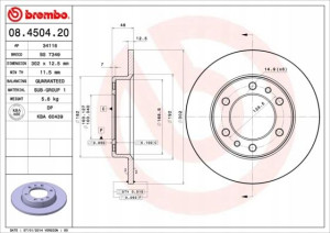 BREMBO 08.4504.20 Tarcza hamulcowa