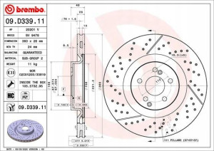 BREMBO 09.D339.11 Tarcza hamulcowa