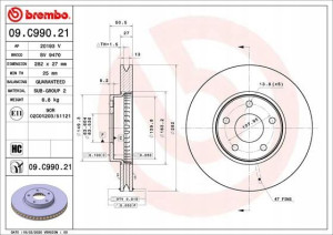 BREMBO 09.C990.21 Tarcza hamulcowa