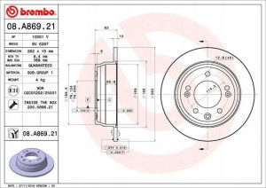 BREMBO 08.A869.21 Tarcza hamulcowa