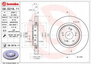 BREMBO 09.D218.11 Tarcza hamulcowa