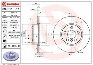 BREMBO 09.D113.11 Tarcza hamulcowa