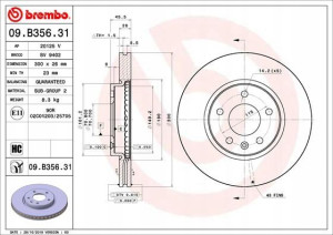 BREMBO 09.B356.31 Tarcza hamulcowa