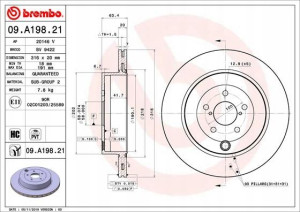 BREMBO 09.A198.21 Tarcza hamulcowa