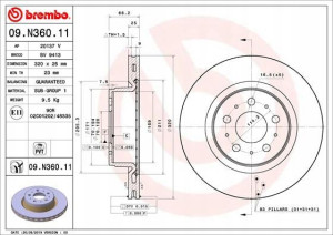 BREMBO 09.N360.11 Tarcza hamulcowa