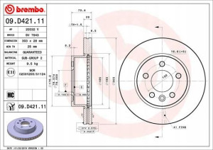 BREMBO 09.D421.11 Tarcza hamulcowa