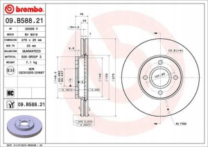 BREMBO 09.B588.21 Tarcza hamulcowa