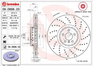 BREMBO 09.D898.23 Tarcza hamulcowa