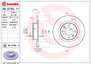 BREMBO 08.D750.11 Tarcza hamulcowa