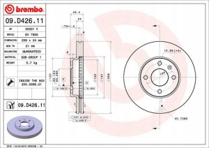 BREMBO 09.D426.11 Tarcza hamulcowa
