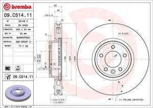 BREMBO 09.C514.11 Tarcza hamulcowa