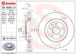 BREMBO 09.N236.21 Tarcza hamulcowa