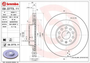 BREMBO 09.D773.11 Tarcza hamulcowa