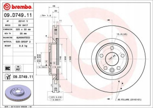 BREMBO 09.D749.11 Tarcza hamulcowa