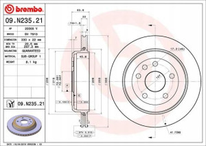 BREMBO 09.N235.21 Tarcza hamulcowa