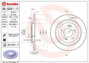 BREMBO 08.D221.11 Tarcza hamulcowa