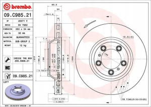 BREMBO 09.C985.21 Tarcza hamulcowa