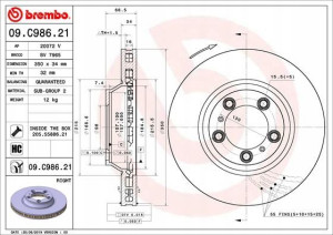 BREMBO 09.C986.21 Tarcza hamulcowa
