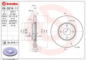 BREMBO 09.D216.11 Tarcza hamulcowa