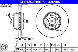 ATE 24.0136-0106.2 Tarcza hamulcowa