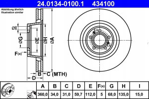 ATE 24.0134-0100.1 Tarcza hamulcowa