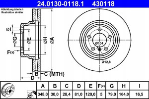ATE 24.0130-0118.1 Tarcza hamulcowa