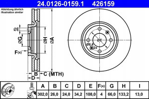 ATE 24.0126-0159.1 Tarcza hamulcowa