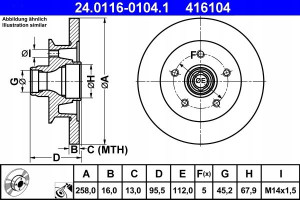 ATE 24.0116-0104.1 Tarcza hamulcowa
