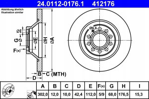 ATE 24.0112-0176.1 Tarcza hamulcowa