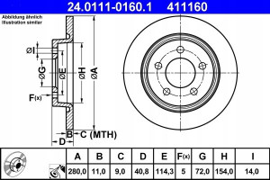 ATE 24.0111-0160.1 Tarcza hamulcowa