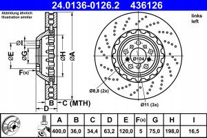 ATE 24.0136-0126.2 Tarcza hamulcowa