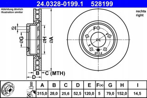 ATE 24.0328-0199.1 Tarcza hamulcowa