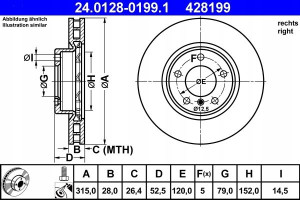 ATE 24.0128-0199.1 Tarcza hamulcowa