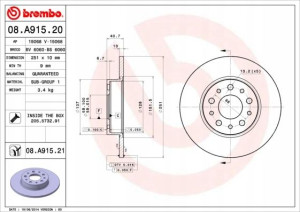 08.A915.21 BREMBO Tarcza hamulcowa