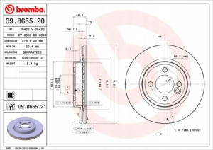 09.8655.21 BREMBO Tarcza hamulcowa
