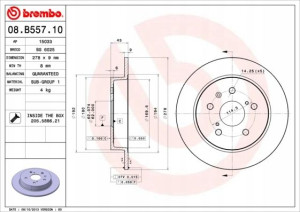 08.B557.10 BREMBO Tarcza hamulcowa